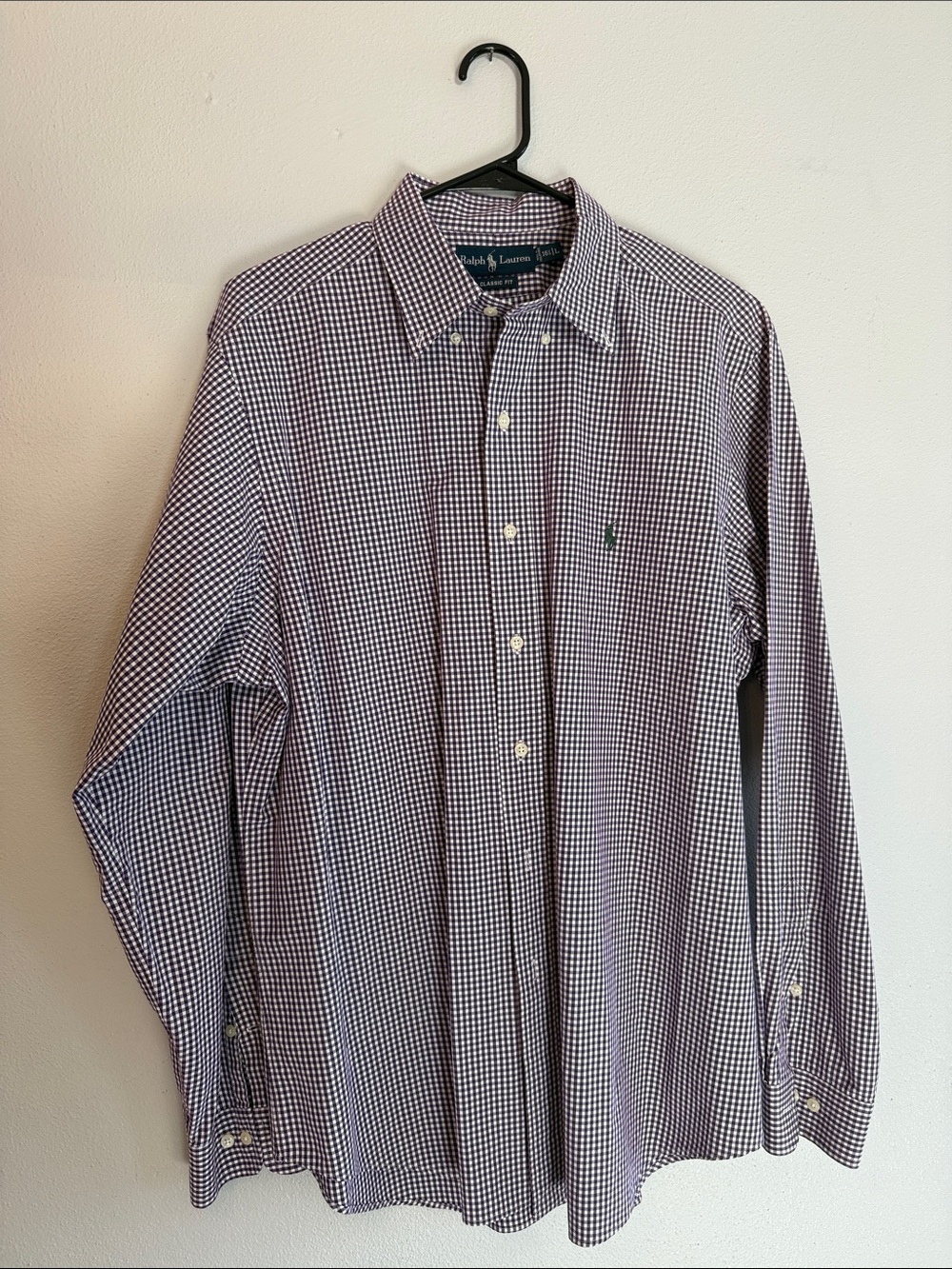 Ralph Lauren Purple and White Gingham Button-Down Shirt - L
